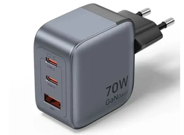 Vention FEXH0-EU 2xUSB-C/USB-A GaN Charger (70W+70W+22.5W) Gray