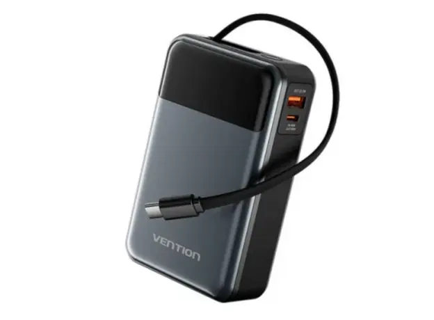 Portrait charger Vention FKDM0 20,000mAh Power Bank 65W With LED Display Gray