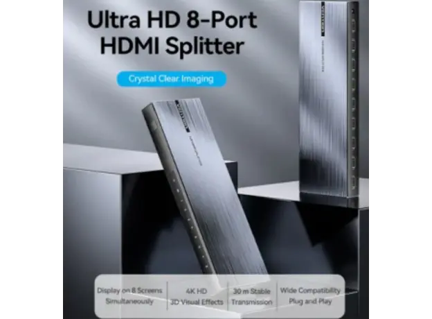 Splitter Vention AKQB0-EU 4K/60Hz 1x8 HDMI Splitter Black Aluminum, 4 image