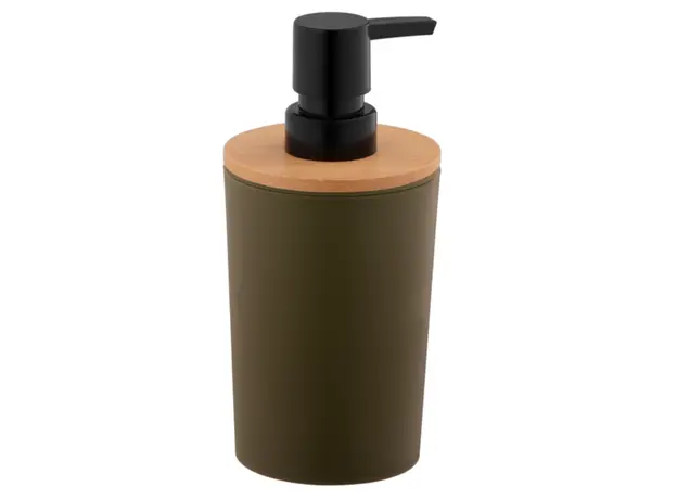 Ardesto Soap dispenser Minimalism 380ml, polypropylene, bamboo, dark green