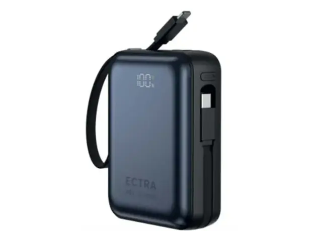 Portable charger ECTRA NANO POWER BANK 45W, BUILT-IN USB-C CABLE P1001