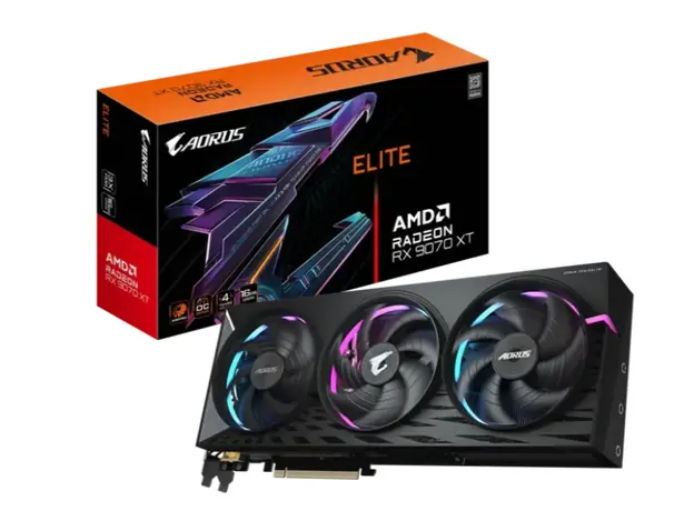Video Card GIGABYTE VGA PCIE16 RX9070XT 16GB GDDR6 R9070XTAORUS E-16GD, 9 image