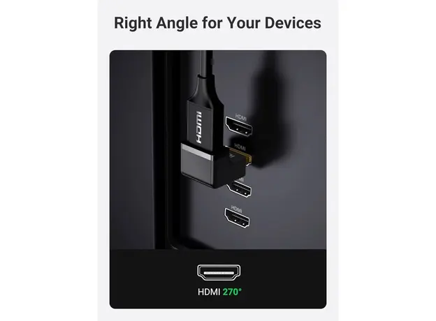 Corner HDMI adapter UGREEN HD112 (20110), HDMI 4K Adapter Male to Female Up-angled, Black, 8 image