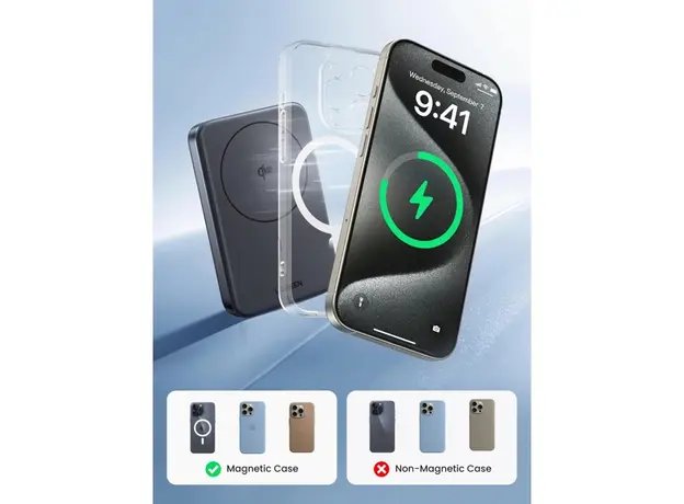 UGREEN PB761 Portable Charger (45763), 10000mAh, Magnetic Wireless Power Bank, Black, 14 image