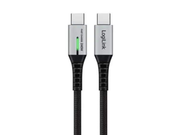 Logilink CU0443 4K/60Hz USB 3.2 Type-C 20Gbps 240W LED Cable Black 1.5m