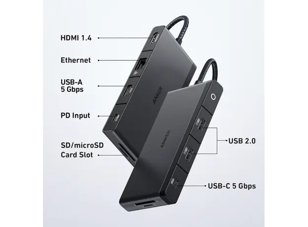 Hub Anker 552 USB-C Hub 9in1 With 100W Power Delivery A8373H11, 2 image