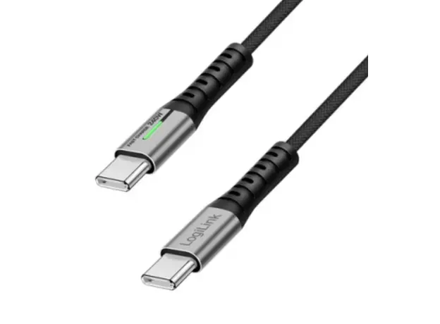 Logilink CU0443 4K/60Hz USB 3.2 Type-C 20Gbps 240W LED Cable Black 1.5m, 2 image