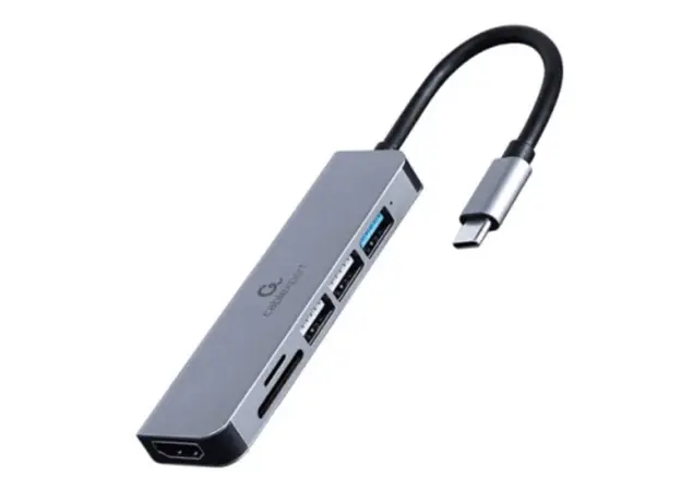 Adapter Gembird A-CM-COMBO6-02 USB Type-C 6-in-1 multi-port Adapter (Hub+HDMI+card reader)