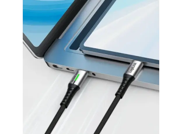 Logilink CU0443 4K/60Hz USB 3.2 Type-C 20Gbps 240W LED Cable Black 1.5m, 3 image