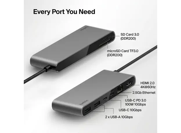 Hub Belkin Connect USB-C 8-IN-1 Multiport Hub 2.5GBE INC024hqSGY, 4 image
