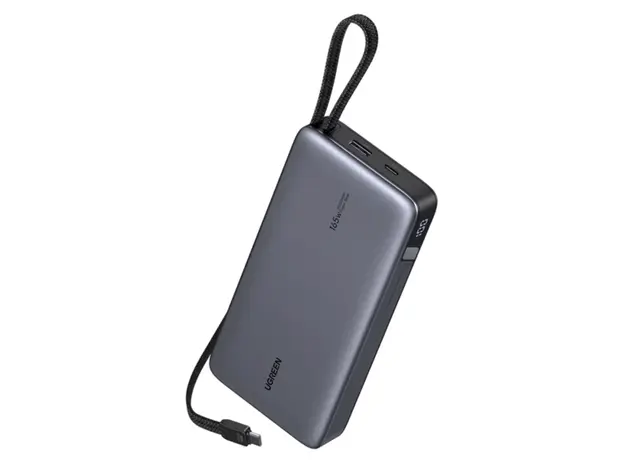 UGREEN PB552 (55995B) Nexode Portable Charger, 25000mAh, Type-C, USB, Power Bank With Built-in Type-C Cable, Grey