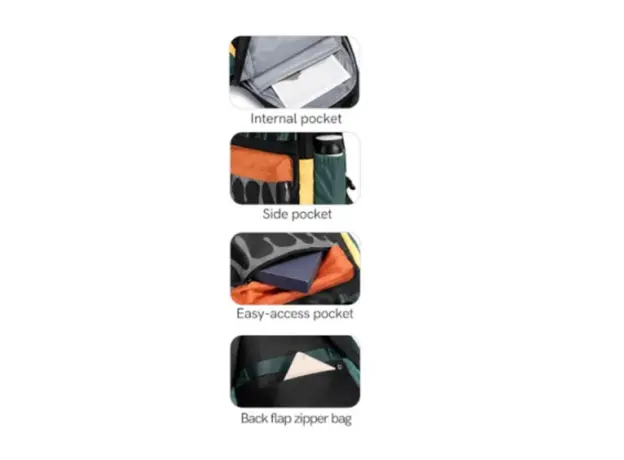 Notebook bag kingsons 15.6" Primary School Backpack Black/Green - KS251308, 7 image
