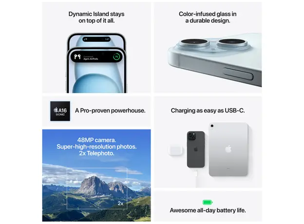 მობილური ტელეფონი Apple iPhone 15 128GB Blue, 7 image
