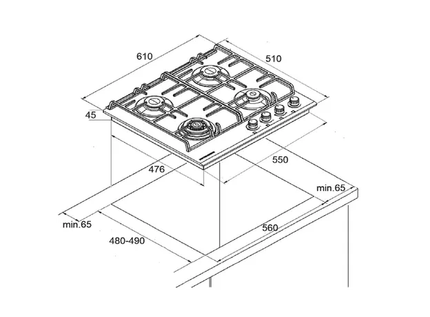 გაზქურის ზედაპირი KUPPERSBERG FG 65 B, 4 image