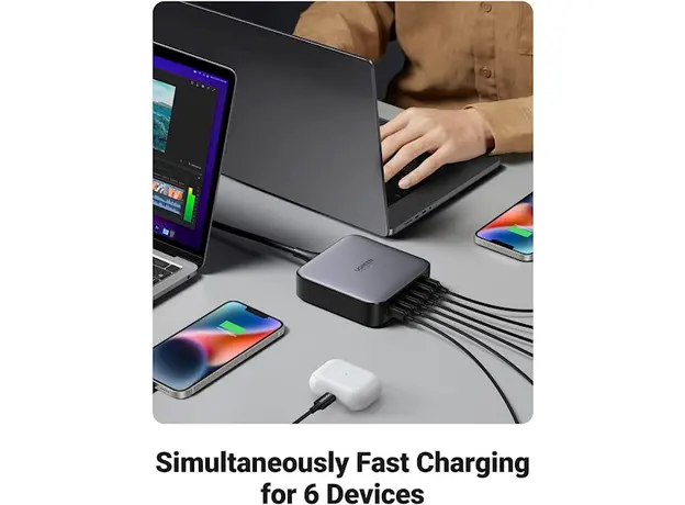 დამტენი UGREEN CD271 (40914), 200W, 4xUSB-C, Type-c, 2xUSB, Space Gray, 2 image