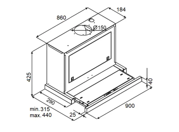 ჩასაშენებელი გამწოვი KUPPERSBERG SLIMBOX 90 GB, 4 image