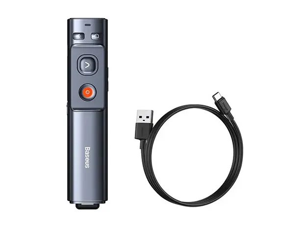 პრეზენტერი Baseus Orange Dot Wireless Presenter with Green Laser rechargable WKCD010013, 3 image