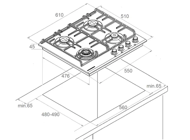 ჩასაშენებელი ზედაპირი Kuppersberg FG 63 W, 2 image