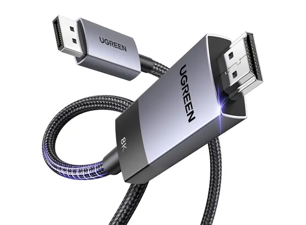 ვიდეო კაბელი UGREEN DP115 (80397), 8K, DisplayPort to HDMI, 2m, Grey, 2 image
