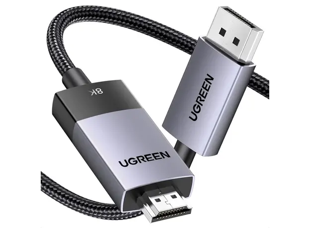 ვიდეო კაბელი UGREEN DP115 (80397), 8K, DisplayPort to HDMI, 2m, Grey, 3 image