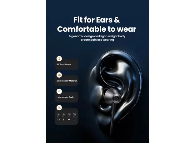 ყურსასმენი UGREEN EP105 (35754), In-Ear Headphones, Wired, USB-C, Black, 3 image