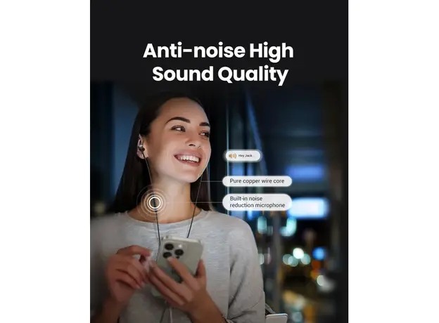 ყურსასმენი UGREEN EP105 (35754), In-Ear Headphones, Wired, USB-C, Black, 5 image