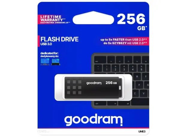 ფლეშ მეხსიერება Flash Goodram 256GB UME3 BLACK USB 3.2 Gen 1, 3 image