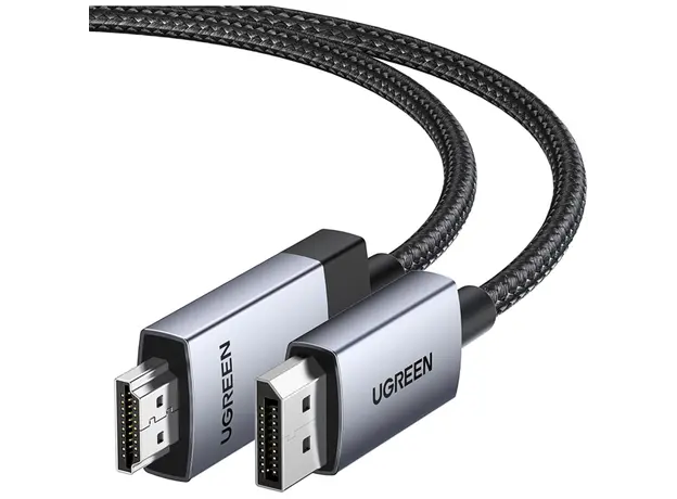 ვიდეო კაბელი UGREEN DP119 (15774), 4K, DisplayPort to HDMI, 2m, Grey/Black, 2 image