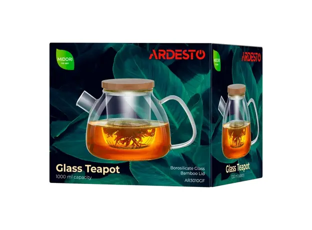 ჩაის დასაყენებელი Ardesto AR3010GF Midori, 1000ml, Teapot, Transparent, 4 image