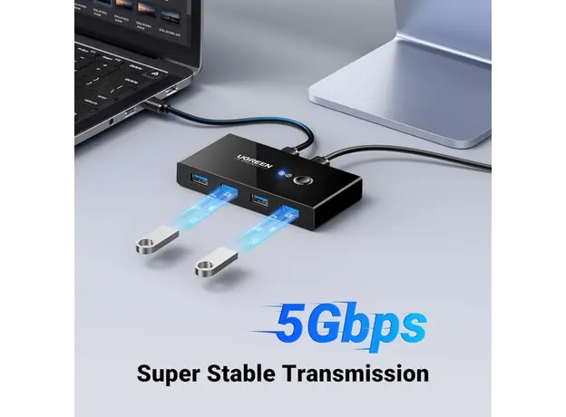 სვიჩი UGREEN US216 (30768), 2 In 4 Out USB 3.0 Sharing Switch Box, Black, 4 image