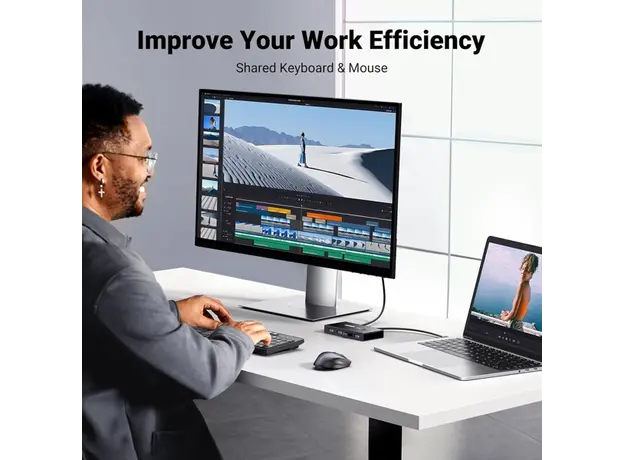 სვიჩი UGREEN US216 (30768), 2 In 4 Out USB 3.0 Sharing Switch Box, Black, 5 image