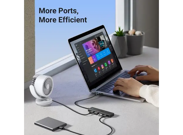 USB ჰაბი UGREEN CM219 (25851), 4xUSB 3.0, USB Hub, Black, 2 image
