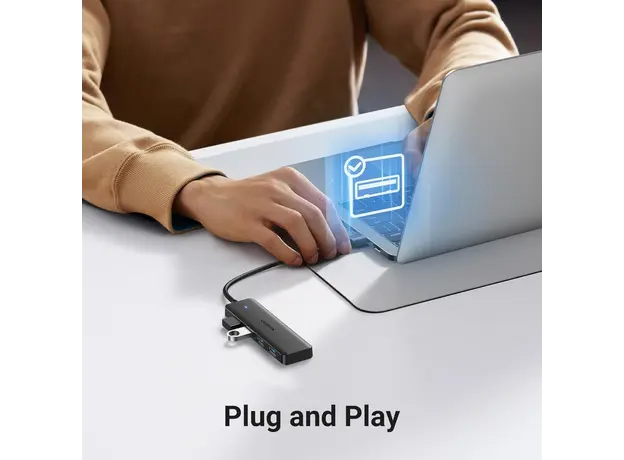 USB ჰაბი UGREEN CM219 (25851), 4xUSB 3.0, USB Hub, Black, 5 image