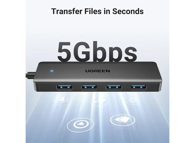 USB ჰაბი UGREEN CM219 (25851), 4xUSB 3.0, USB Hub, Black, 4 image