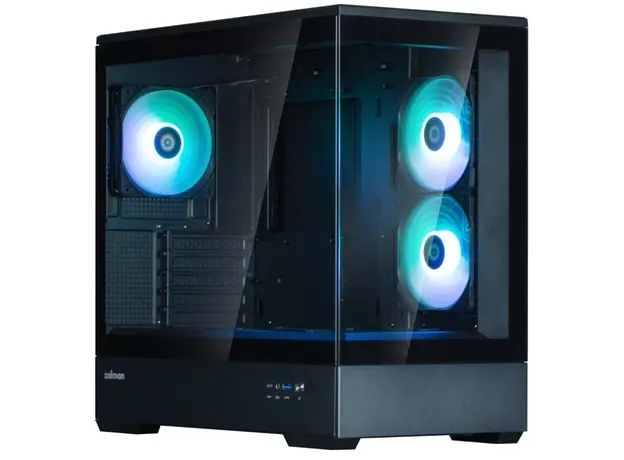 კომპიუტერის ქეისი Zalman Computer case P30 Black V2, without PSU, 1xUSB3.0, 1хUSB Type-C, 3x120mm ARGB, TG Front/Side Panel, mATX, Black