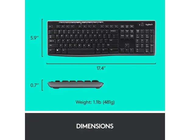 კლავიატურა და მაუსი LOGITECH MK270 Wireless Combo - BLACK - RUS, 4 image