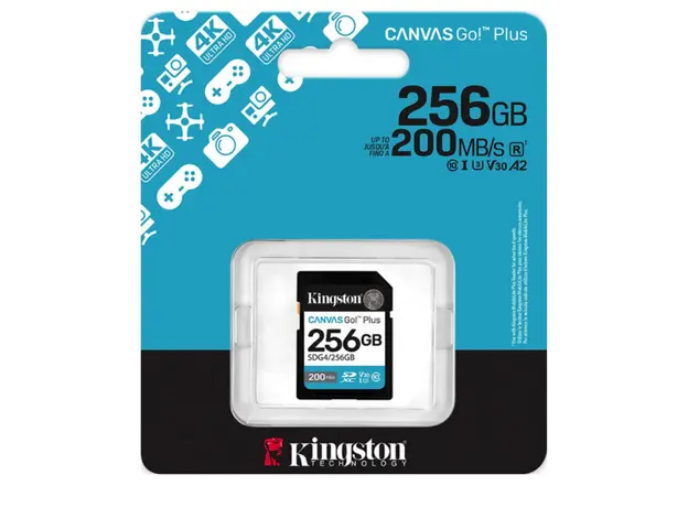 Kingston Canvas Go Plus 256GB SD Card | Up to 200MB/s | Class 10, UHS-I, U3, V30 | SDG4/256GB, 3 image