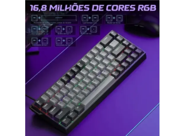 კლავიატურა AULA WIN68 HE Pro RGB Wired Gaming Keyboard Light Grey/Dark grey (Meteor Magnetic Switch), 3 image